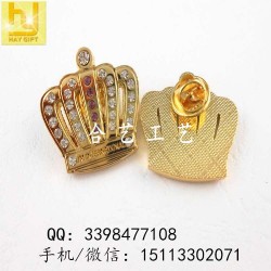 金屬鏤空徽章，皇冠水鉆襟章，鋅合金立體徽章